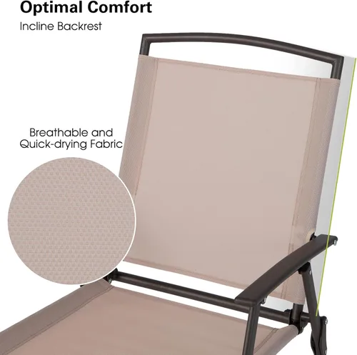 Miniatura 5 de Giantex Juego de 2 sillas plegables para patio – Sillas de exterior con reposabrazos y marco de acero inoxidable, sillas de comedor de patio