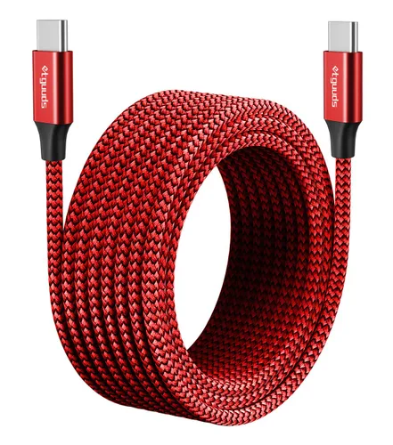 Miniatura 15 de etguuds Cable USB-C a USB-C extralargo - 16 pies/16.4 ft PD 60 W carga rápida, cable de carga de nailon trenzado doble duradero 2.0 - Negro