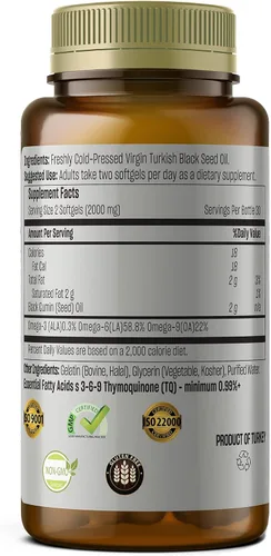 Miniatura 7 de TALYA Softgel de aceite de semilla negra con alta timoquinona - Apoyo inmunológico - Salud digestiva - Función cerebral - Movilidad articular
