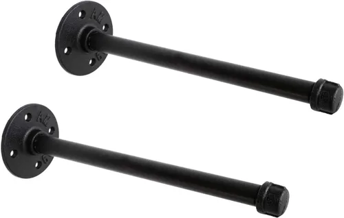 Soportes industriales de tubo de hierro negro de 1/2 pulgada, soporte rústico para colgar en la pared, soportes de tubo personalizados para estantes