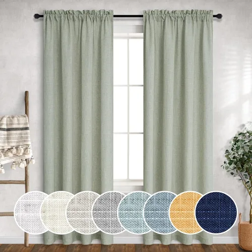 Miniatura 56 de Cortinas blancas puras de 38 pulgadas de ancho para dormitorio, juego de 2 paneles de cortinas de privacidad con bolsillo para barra, cortinas