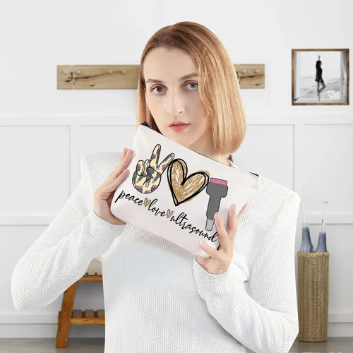 Miniatura 4 de WZMPA Sonography Tech - Bolsa de maquillaje cosmética para ecografía, regalo de ecografía, amor, ultrasonido, bolsa con cremallera para radiólogo