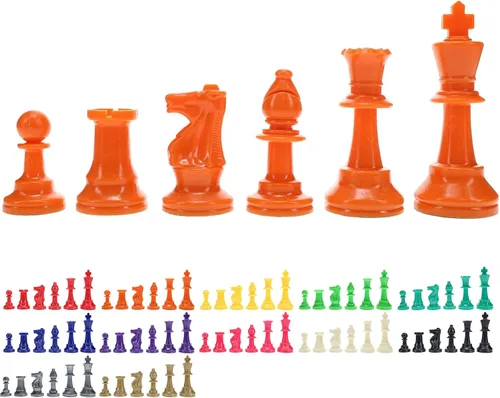 Miniatura 8 de WE Games - Piezas de ajedrez Staunton de plástico brillante en color con rey de 3.75 pulgadas - Juego de ajedrez de mitad de piezas solamente