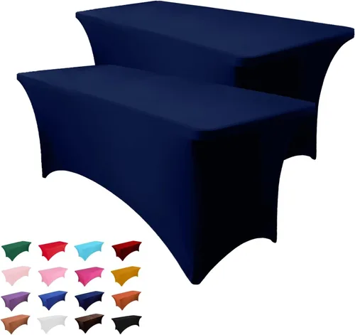 Miniatura 9 de Heochy - 2 piezas de mantel de 4 pies para mesa rectangular - Mantel rectangular elástico de spandex negro para cumpleaños, cóctel, boda, fiesta
