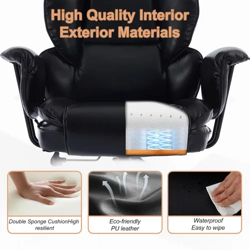 Miniatura 5 de Vigosit Silla de oficina grande y alta, asiento ancho de 500 libras, ergonómica con soporte lumbar para aliviar el dolor de espalda baja, silla
