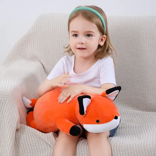Miniatura 7 de WeBingo Animales de peluche con peso, 24 pulgadas, peluche de zorro con peso de 4.2 libras, almohada suave, lindo regalo de peluche gigante