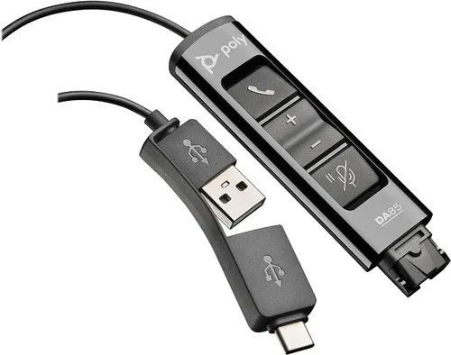 Miniatura 3 de Poly - Adaptador digital DA85M USB-A/USB-C (Plantronics) - Funciona con auriculares Poly Call Center de desconexión rápida (QD) - Protección