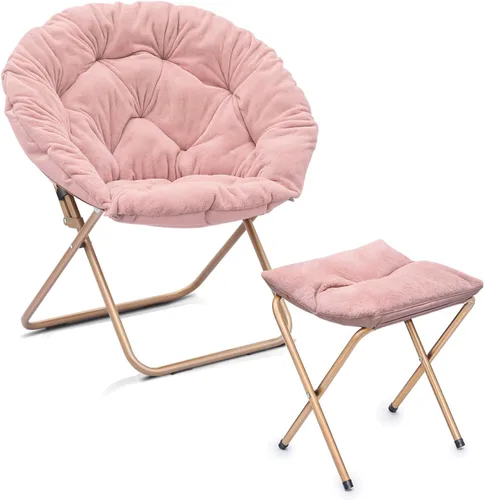 Miniatura 44 de Cómoda silla con platillo, silla de sala de estar, silla plegable acolchada suave de piel sintética, cómoda silla cuadrada de luna para sala