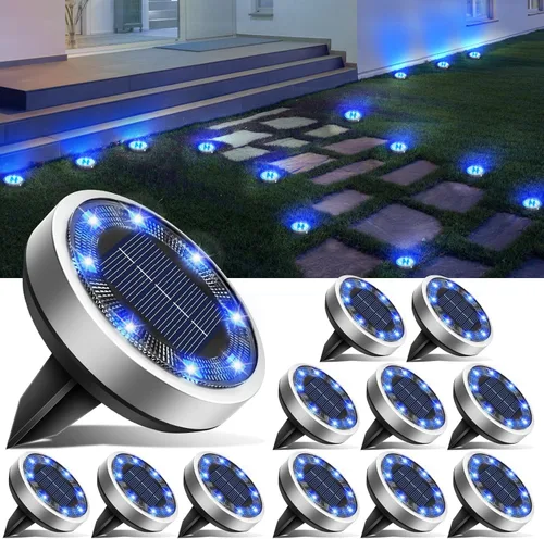 Miniatura 23 de btfarm 16 Pack Solar Lights Outdoor, 8 LED Solar Ground Lights IP65 Waterproof Flat Solar Disc Light, Pathway Lights for Garden Patio Yard Christmas