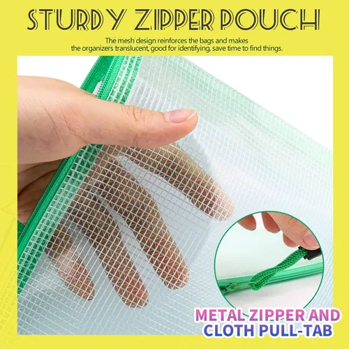 Miniatura 3 de LEOBRO Bolsas de malla con cremallera, bolsa con cremallera de 13.2 x 9.2 pulgadas, 4 bolsas de malla con cremallera, bolsas de almacenamiento