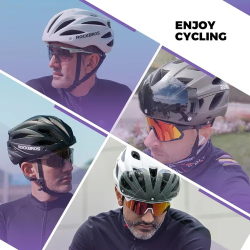 Miniatura 9 de ROCKBROS - Casco de bicicleta para hombres y mujeres adultos con ajuste sugerido de 58-65cm, gafas magnéticas desmontables y visera solar, ligero Ti