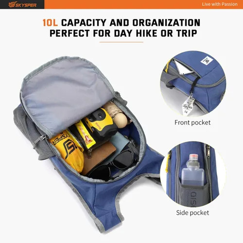 Miniatura 3 de SKYSPER Mochila Pequeña de Día 10L Mochila de Senderismo Plegable Ligera Mochila de Viaje de Día para Mujeres y Hombres Azul real