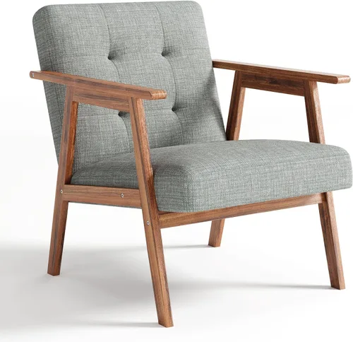 EVLIQUIL Silla decorativa, silla de estar tapizada de tela con marco de madera maciza y cojín suave para sala de estar, dormitorio, balcón, color