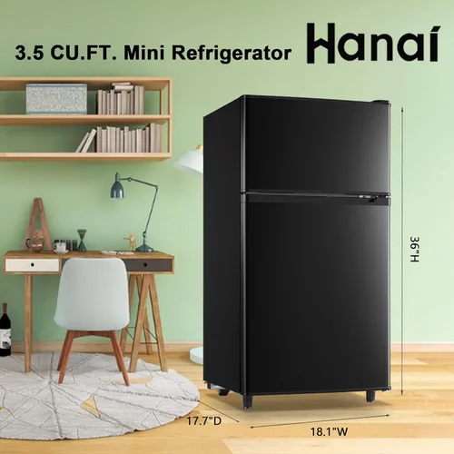 Miniatura 7 de WANAI Refrigerador compacto de 3.5 pies cúbicos de doble puerta con congelador, refrigerador pequeño con 7 modos TEMP, ahorro de energía, bajo ruido