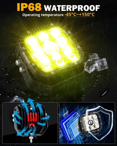 Miniatura 5 de Auxbeam Pods LED de 5 Pulgadas, Serie XP-Ultra Luz de Conducción Todoterreno 110W Super Foco Barra de Luz Cubo con Cubierta Ámbar, Luces Antiniebla