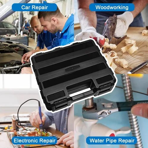 Miniatura 5 de Organizador de caja de herramientas de doble cara, caja de almacenamiento de hardware, organizador portátil de piezas pequeñas con divisores