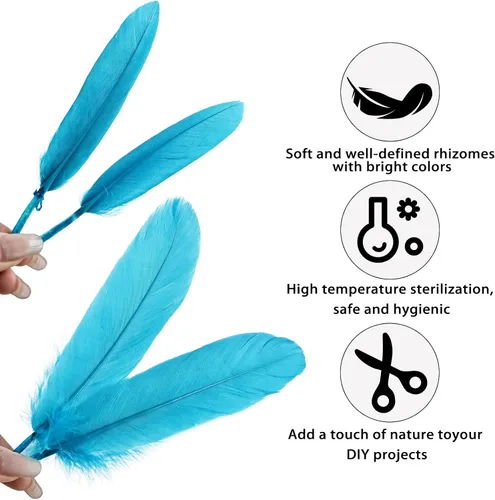 Miniatura 3 de iHUFeather 270 plumas de ganso azul aguamarina para manualidades, 2 estilos de 4 a 7 pulgadas, plumas naturales a granel para bricolaje, cosplay