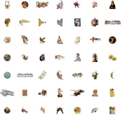 Miniatura 4 de BulbaCraft Calcomanías de historia del arte, calcomanías de pinturas famosas para botella de agua y laptop, recuerdos de fiesta de arte