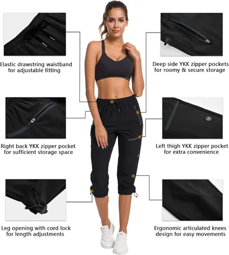 Miniatura 2 de ChinFun Pantalones capri de senderismo para mujer, de secado rápido, estilo cargo, recortados, resistentes al agua, UPF 50+