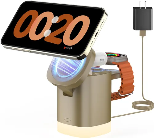 Miniatura 11 de Estación de carga inalámbrica para Apple Mag-Safe: JoyGeek 3 en 1 Soporte de cargador plegable magnético para iPhone 16 15 14 13 12 Pro Max Plus