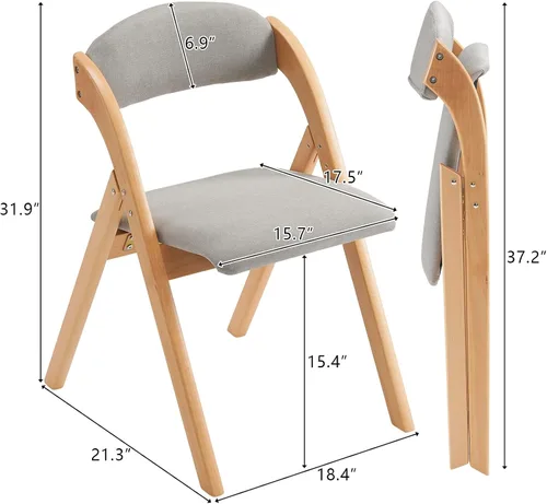Miniatura 2 de Karl home Sillas de comedor plegables, juego de 2 sillas de comedor apilables, sillas plegables portátiles con cojín para invitados, ideal