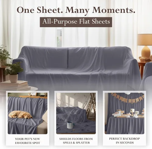 Miniatura 5 de Utopia Bedding Sábanas Planas - Paquete de 6 - Tela de Microfibra Cepillada Suave - Sábana Superior Resistente al Encogimiento y Decoloración - Gris