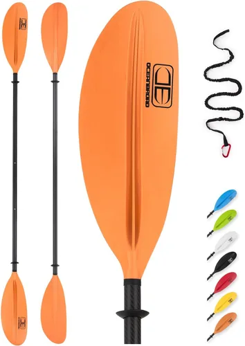 Miniatura 9 de OCEANBROAD Adjustable Carbon Fiber Kayak Paddle 86in/220cm to 94in/240cm Kayaking Oar for Adults with Paddle Leash 1 Paddle Azul