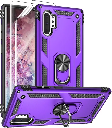 Miniatura 10 de Androgate Funda para Samsung Galaxy Note 10 Plus con protectores de pantalla HD, soporte de anillo de metal de grado militar, a prueba de caídas, a