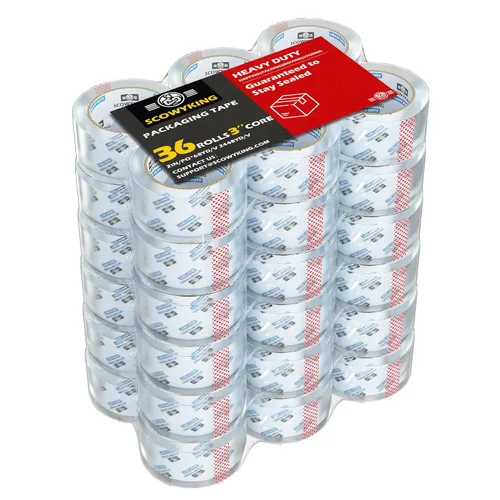 Miniatura 13 de 2 rollos de cinta de embalaje transparente, 4,7 cm x 62 m, 0,07 mm de grosor - Cinta de envío resistente para mudanzas, sellado de cajas, embalaje