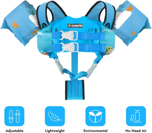 Miniatura 2 de Chriffer - Chaleco salvavidas para niños de 30 a 55 libras, flotadores con arnés de hombro con alas de brazo para niños y niñas de 2, 3, 4, 5, 6, 7