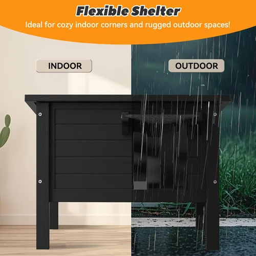 Miniatura 4 de Casa resistente a la intemperie para gatos al aire libre, refugio feral, 100% espuma aislada, madera maciza, tamaño grande para varios gatos, 24.8