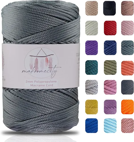 Miniatura 28 de Makromecity, 2 carretes de cordón de macramé de poliéster de 2 mm x 250 yardas (750 pies) de 2 mm de cordón de polipropileno para macramé, ideal