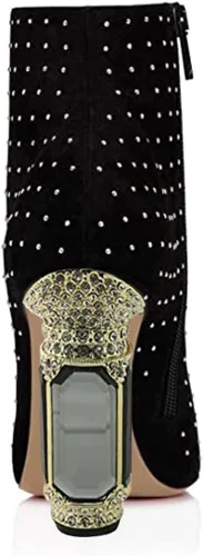 Miniatura 140 de FSJ Botas de tacón alto con punta puntiaguda para mujer, con tacón alto, con cremallera lateral brillante, estilo casual, para uso diario, zapatos