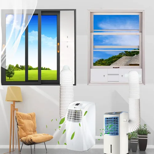 Miniatura 5 de Kit de ventilación portátil de ventana de CA, kit de placa ajustable de ventana deslizante vertical/horizontal para unidad de CA, kit de ventilación