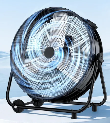 Miniatura 11 de Landeagle Ventilador de piso industrial de alta velocidad de 24 pulgadas con construcción de metal, ventilador de tambor resistente de 8800 CFM