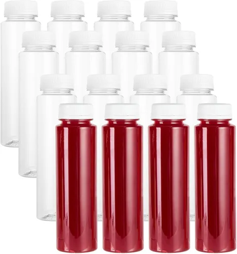 Miniatura 2 de Botella de plástico transparente redonda de 8 onzas para jugo prensado en frío - con tapa de seguridad, libre de BPA - 5,7 x 5,7 x 24,8 cm - caja