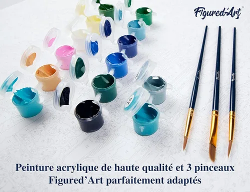 Miniatura 6 de Figured'Art - Juego de pintura por números, lienzo enrollado sin marco, para manualidades, para adultos, 16 x 20 pulgadas, jarrón de peonías