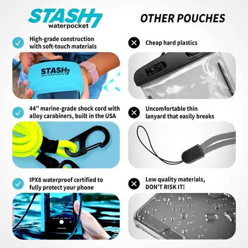 Miniatura 7 de Stash7 Funda impermeable para teléfono con cordón largo IPX8 Adventure Grade Bolsa seca para teléfono celular, compatible con iPhone 15 Pro Max