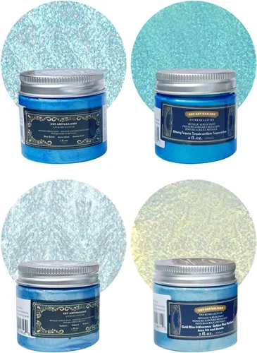 Miniatura 5 de Galería de arte CSY Pintura acrílica metálica - Pigmento brillante de glitter Planeta Azul - Arte y manualidades para artistas y pintores, pintura