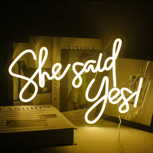 Letrero de Neón She Said Yes LED Blanco Cálido Luces de Neón con Palabras para Decoración de Pared Decoraciones de Propuesta USB Letreros de Luz de