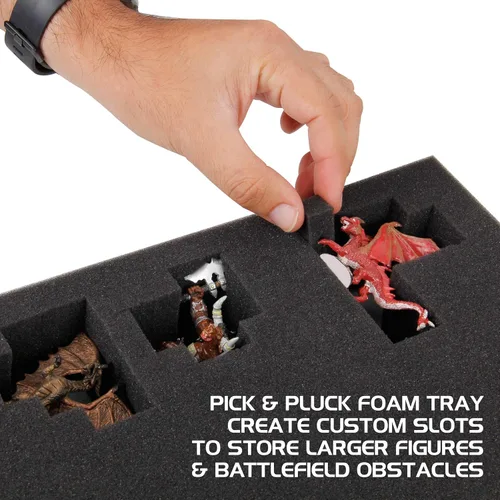 Miniatura 4 de ENHANCE Estuche portátil de almacenamiento y transporte de figuras en miniatura, 4 capas de espuma para 108 minis de infantería y Pick & Pluck