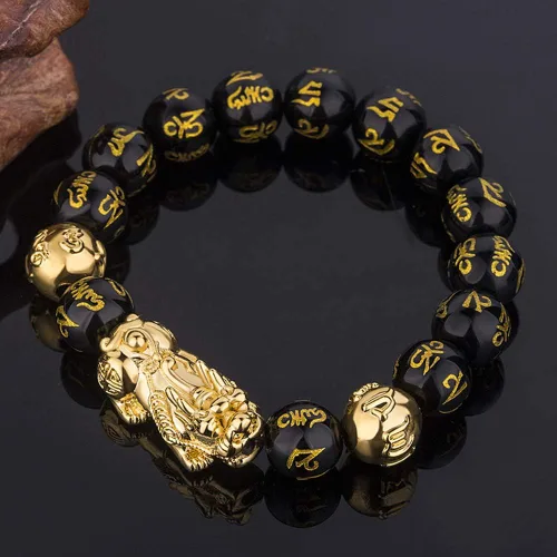 Miniatura 6 de RIOSO Feng Shui - Pulseras de buena suerte para hombres y mujeres con cuentas de obsidiana y dragón de la suerte, pulsera Pixiu Pi Yao atrae riqueza