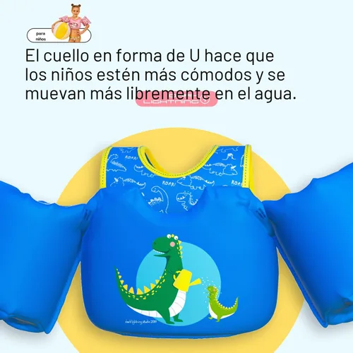 Miniatura 5 de Dark Lightning Chaleco de natación para niños de 2, 3, 4, 5, 6 y 7 años, flotadores para niños pequeños con alas de brazo de 30 a 50 libras, chaleco