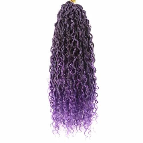 Miniatura 43 de Cabello de Crochet de 8 Pulgadas para Mujeres Negras, 7 Paquetes de Cabello de Crochet Goddess Locs con Puntas Rizadas, Locs Falsos Cortos con Bucle