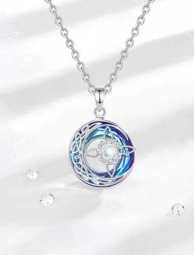 Miniatura 2 de INFUSEU Regalos de bruja mística para mujeres, collares de pentagrama con nudo de triple luna diosa Lilith Hécate Phoenix