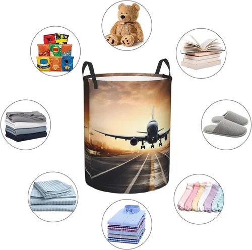 Miniatura 6 de backpack airplane print Circular Hamper Waterproof Storage Bin Organizer Basket Laundry Hamper With Handles For Clothes Toys Small