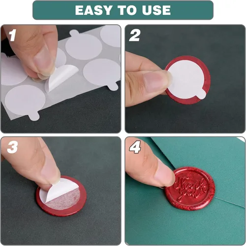 Miniatura 4 de Puntos adhesivos de doble cara para sello de cera, 312 piezas de calcomanías de 1 pulgada, respaldo adhesivo redondo para sellado de cera
