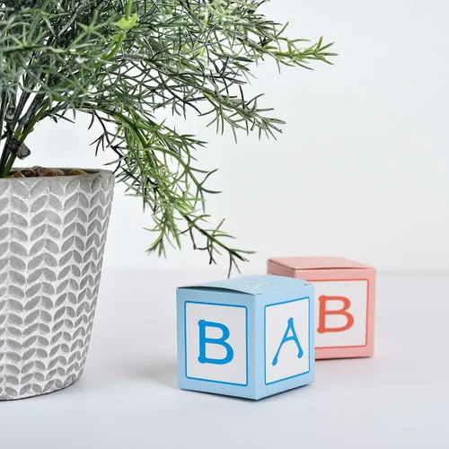 Miniatura 2 de Efavormart - Paquete de 25 cajas de regalo azules de 2 x 2 pulgadas para baby shower, con diseño recortado, cajas de regalo de cartulina prémium