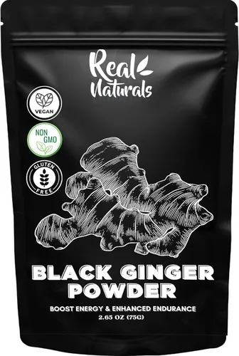 Polvo de jengibre negro (2.64 onzas) kaempferia parviflora de Real Naturals. Promueve la energía y la resistencia