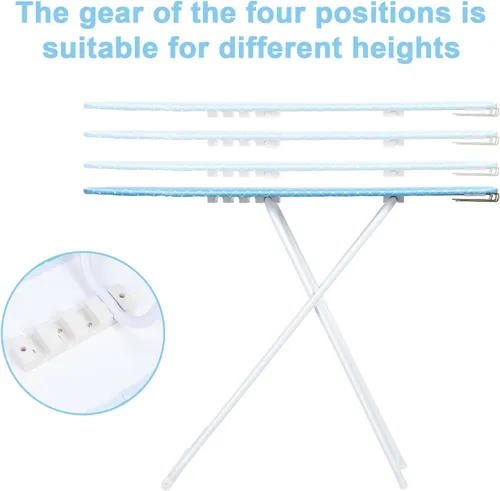 Miniatura 4 de Tabla de planchar de tamaño completo, plegable extendida para el hogar con cubierta resistente al calor, 42 pulgadas, pies antideslizantes, altura